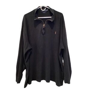 Polo Ralph Lauren Estate Rib Quarter Zip Pullover Black - 3XB Big & Tall Cotton
